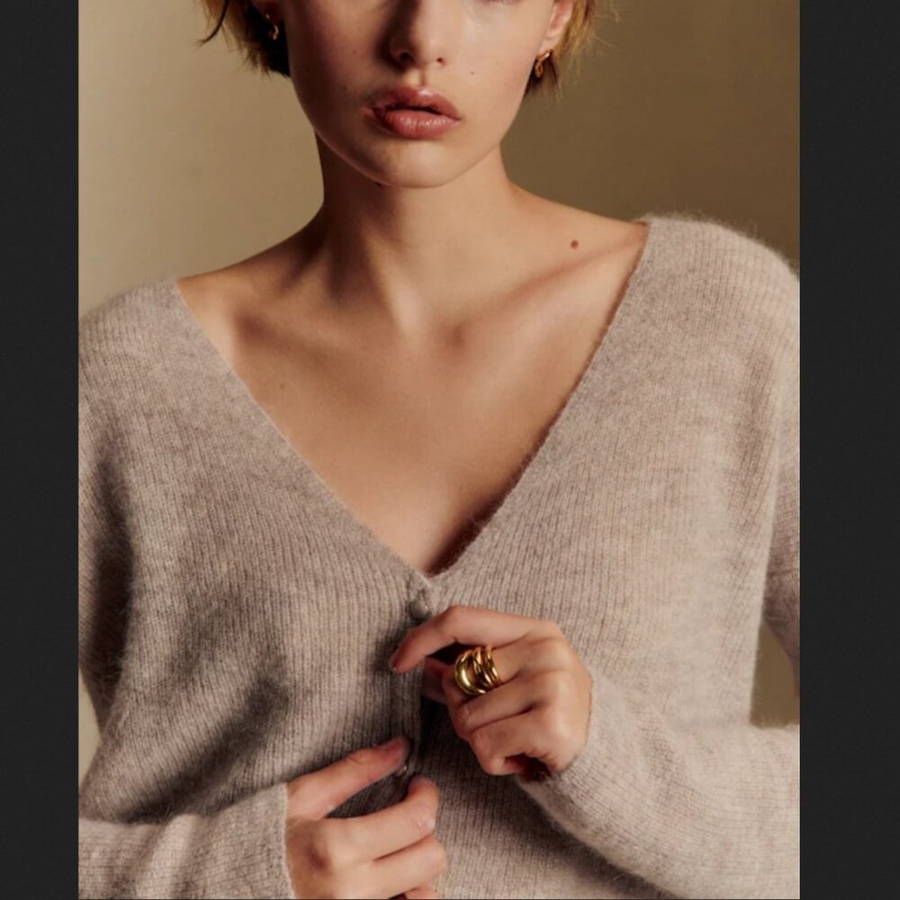 Sezane Barry Cardigan Light Beige XS
